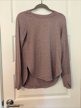 Athleta Mauve Heather Long Sleeve Layered Hem Top